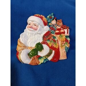 Collectible Fitz and Floyd Holiday Solstice Christmas Santa Dish Approx. 9.5"